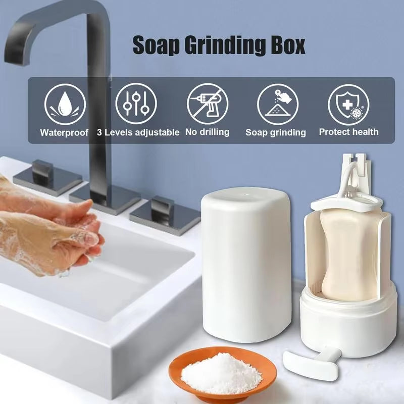 Bar Soap Grinder Solid Soapy Bar Grinding Box Holder Wall Mounted Crusher Mincer Refillable Soapy Bar Dispenser for Bathroom